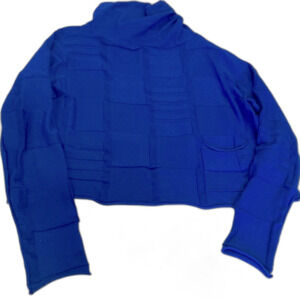 ❤️ Banana Blue Label Australia Cobalt Blue Textured Boxy Open Back Sweater Sm
